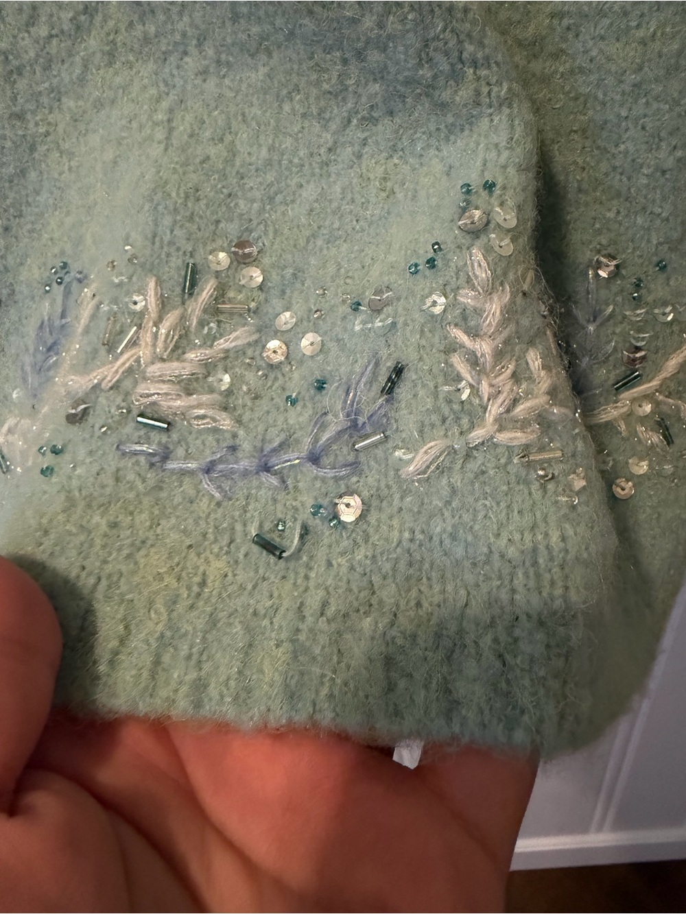 Vintage TALBOTS NWT Beaded Winter Tree Holiday Sweater Mock Neck Half Zip PL - Picture 14 of 14